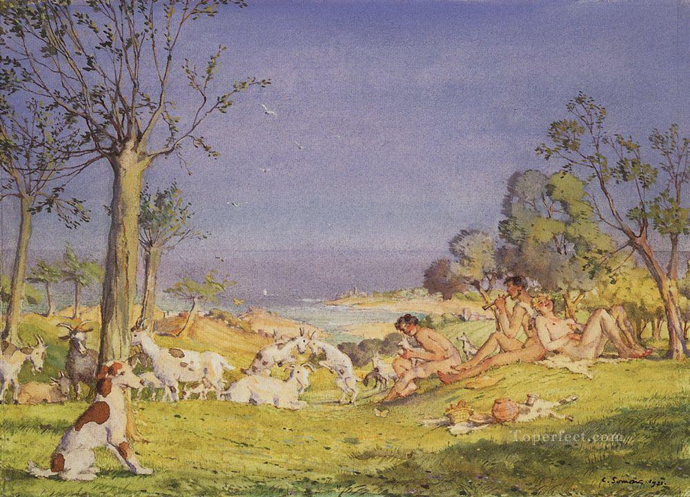 illustration to the novel daphnis and chloe 1 Konstantin Somov Oil Paintings